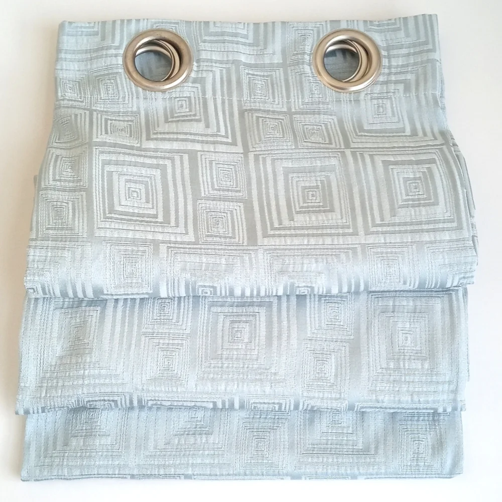 Light Aqua Blue Semi Sheen Mid Century Modern Curtain Panel 50